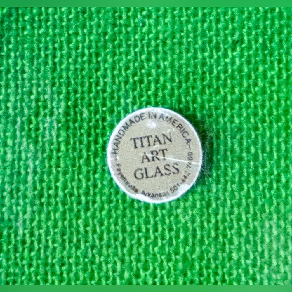 Vintage Titan Art Glass Green Round Trivet Candle Holder Fairy Goblin Core - Picture 2 of 4